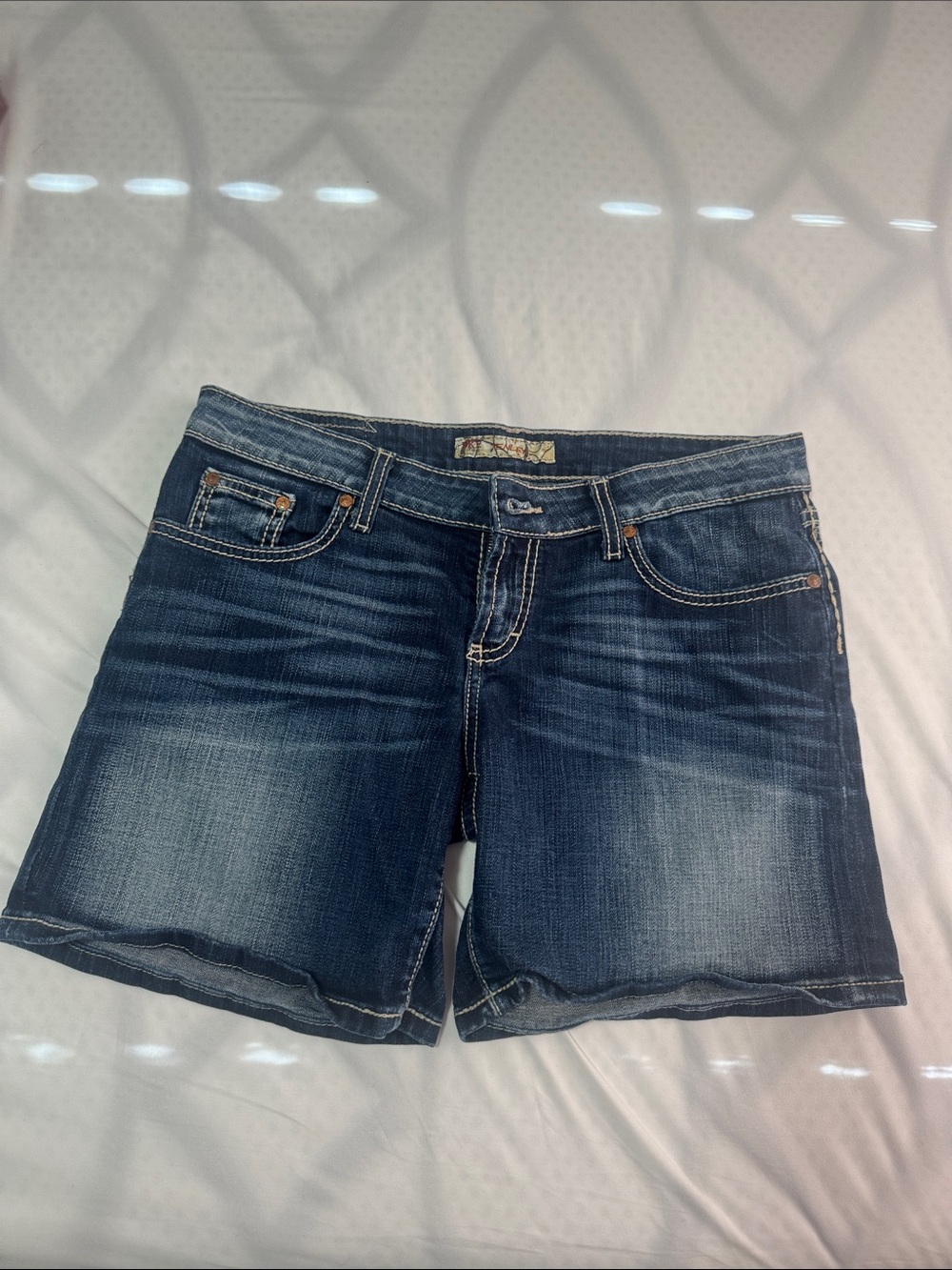 Buckle Dark Blue Denim Jean Shorts
